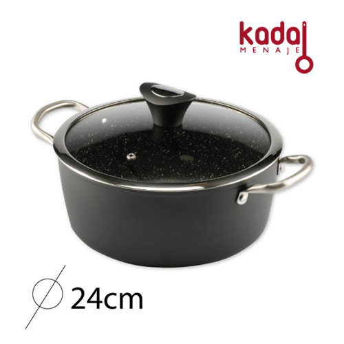 Cacerola con tapa 24cm piedra black kadal ref 20224